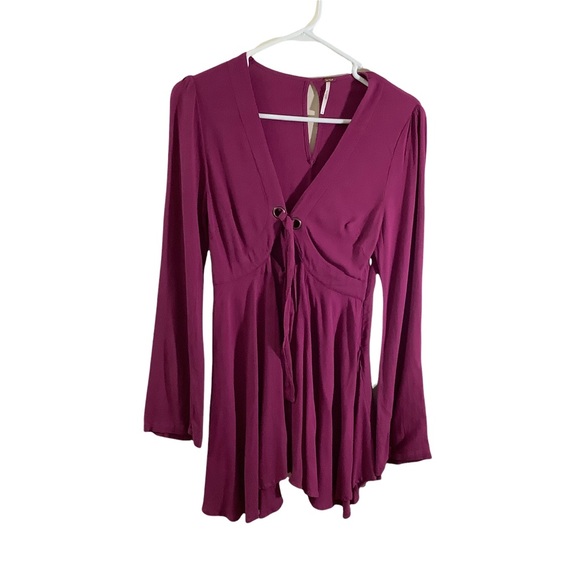 Free People Tie-Front Cutout Mini Dress Junior Size 0 - Picture 3 of 9